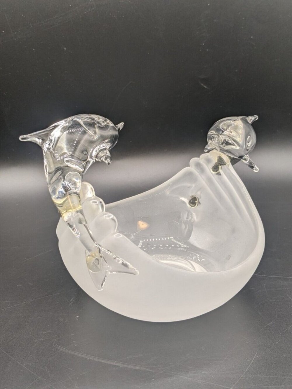 Glass Dolphins Votive Tealight Clear Frosted Candle Holder Dish PartyLite - Picture 6 of 7